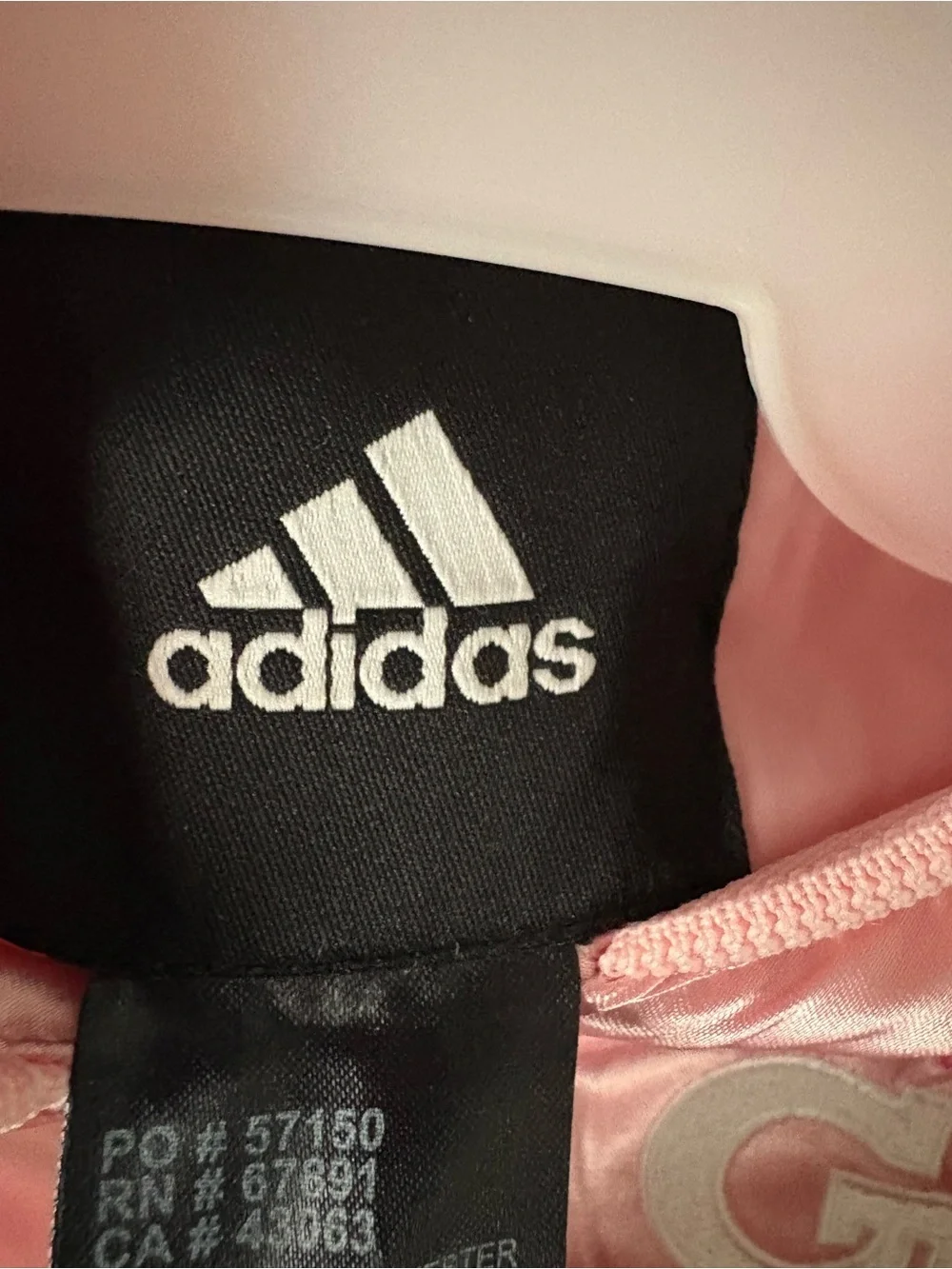 Adidas Pink Satin Kids Bomber Jacket with Heart Embroidery